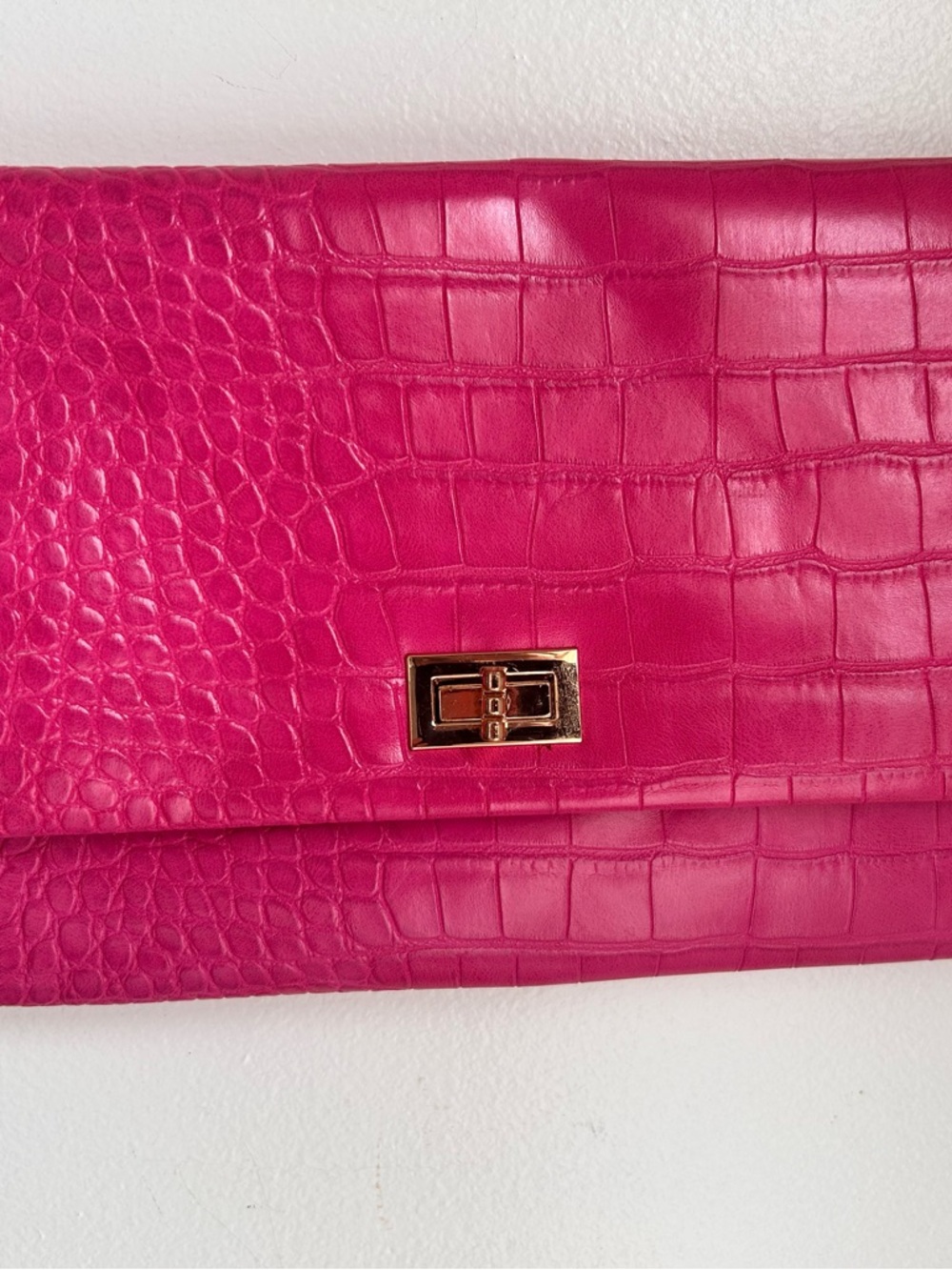 Urban Expressions Hot Pink Croc-Embossed Foldover Crossbody